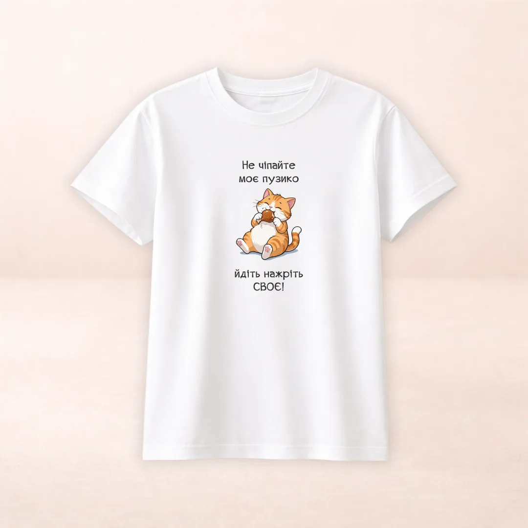 Футболка з принтом "Не чіпайте моє пузико йдіть нажріть своє!"