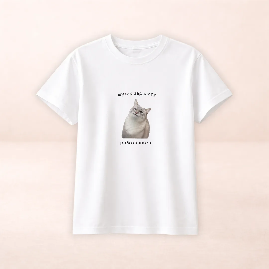 Футболка з принтом "Шукаю зарплату робота вже є"