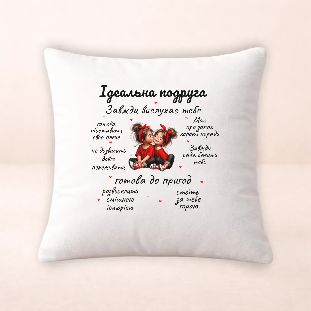 Подушка з принтом "Ідеальна подруга"
