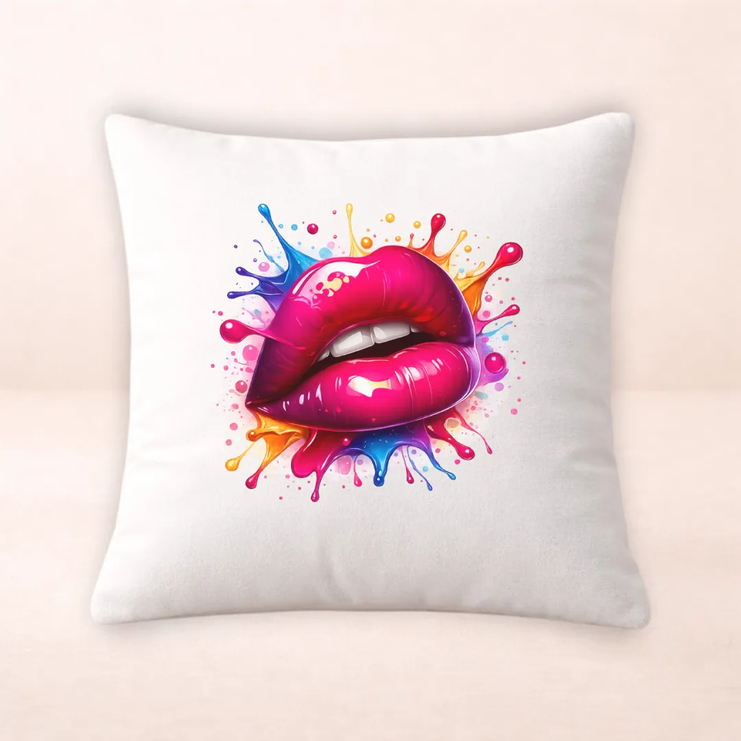 Подушка з принтом "Яскраві губи"